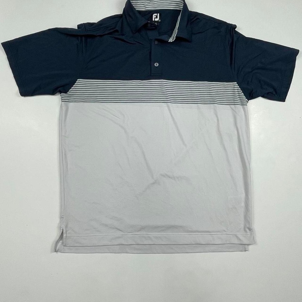 Excellent FJ (FootJoy) Golf Polo shirt Men's XL Navy Blue Gray Performance